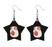 Cute Guinea Pigs Holding Strawberry Artistic Wooden Earrings Pendant Vintage Earring Hooks Trendy Vacation Dangle Boho Eardrop Love