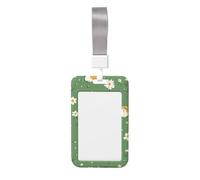 Cute Guinea Pigs in The Grass Sliding Id Badge Holder Hard Plastic Work Card Case Name Tag Protector for Nurses Office
