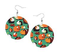 Cute Guinea Pigs Leather Round Earrings Daily Accessories Working At Work Women'S Fashion