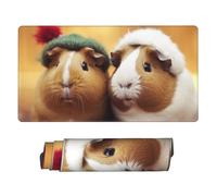Cute Guinea Pigs Mouse Pad Large Desk Mat XL PU Leather Desk Pad Waterproof Gaming Mousepad Easy Clean Desk Protector Mat Keyboard Mats, Writing Pad for Office Home 29.5 x 16 in
