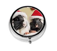Cute Guinea Pigs Print Pill Box for Pocket Round Pill Box 3 Compartment Decorative Portable Travel Pill Holder Tablet Vitamin Organizer Mini Pill Case(2pcs)