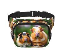 Cute Guinea Pigs Print Unisex Square Double Layer Waist Bag, Multi-Pocket for Sports Travel Daily Use