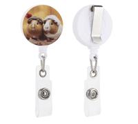 Cute Guinea Pigs Retractable Badge Holder with Clip Badge Reels ID Card Vertical Lanyard Holder with Carabiner Reel Clip Badge Holder for Office Work Employee