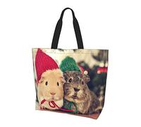 Cute Guinea Pigs Reusable Tote Bag With Zip Waterproof Shoulder Bag With Pockets Casual Crossbody Handbags With Adjustable Shoulder Straps For Outdoors, College, Work, Gifts Shopping