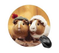 Cute Guinea Pigs Round Mouse Pad 7.8 Inch, Portable Gaming Mouse Mat with Non-Slip Rubber Base & Smooth Surface, Waterproof Mousepad for PC, Laptop, Computer, Office, Home