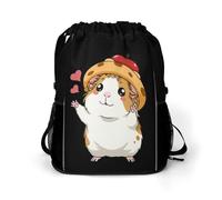 Cute Guinea Pigs Trendy Drawstring Backpack Lightweight Gym Bag with Shoes Compartment Printed String Daypack