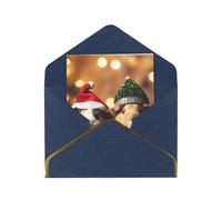 Cute Guinea Pigs Wearing Christmas Hat Print Pearl Greeting Cards With Envelopes, Thank You, Birthday, Anniversary & Holiday Cards Set