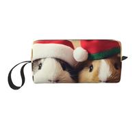 Cute Guinea Pigs Wearing Christmas hat Printed Makeup Bag with Handle, Lightweight Portable Cosmetic Organiser for Travel, Gym & Daily Use – Gift for Women Girls
