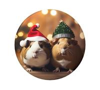 Cute Guinea Pigs Wearing Christmas Hat Round Badge - Pack Of Multiple 6cm Round Brooches - Durable Round Decorative Pins For Clothing And Accessories