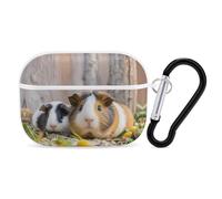 Cute GuineaPig AirPods Pro Case Cover with Keychain Ring PC Hard Shell Protective Case for AirPods Pro 2nd for Women Men Generation Easy Open Full Drop Protection Cover White-Style