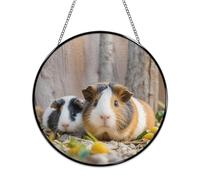 Cute GuineaPig Stained Glass Window Hanging Sign Suncatcher