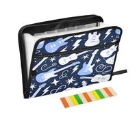 Cute Guitars 13 Pocket Expanding File Folder with Labels A4 Document Organizer with Zipper