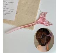 Cute Hair Stick for Buns, Crystal Aggreko Fish Tail Shaped Hairpin, Vintage Hair Chopsticks Stylish Hairpins Disk, Hair Accessories for Women Girls, (Pink)