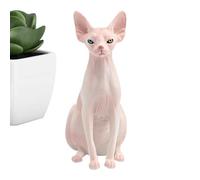 Cute Hairless Cat Model - Pet Cat Figurines Toy Miniature Hairless Cat Model - 3.74 * 3.54 * 1.57in Vivid Sphinx Cat Animal Figure For -Home, Office, Desktop