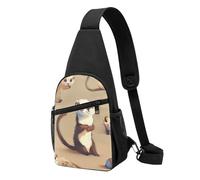 Cute Hairy Ferret Printed Chest Bag Sling Bag for Men Women, Outdoor Crossbody Fanny Packs Hiking Chest Packs Sport Daypacks