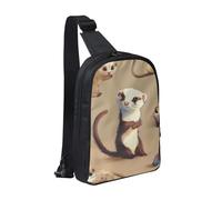 Cute Hairy Ferret Printed Chest Bag Sling Bag for Men Women, Waterproof Crossbody Backpack Men Bag for Runner Workout Hiking Cycling Travel