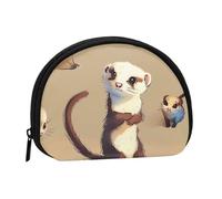 Cute Hairy Ferret Printed Coin Purse for Women Cute Small Change Wallet Mini Coin Purses Pouch with Zipper