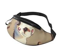 Cute Hairy Ferret Printed Fanny Pack for Men Women Crossbody Waist Bag Pack Bum Bag with Adjustable Strap for Hiking Running Travel Cycling