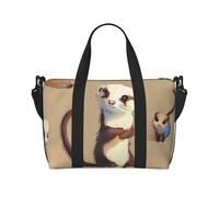 Cute Hairy Ferret Printed Travel Bag Duffle Bag for Men Women, Large Water Resistant Gym Bag Weekend Holdall Bag with Shoulder Strap