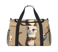 Cute Hairy Ferret Printed Travel Duffle Bag for Men Women Large Sport Gym Bag Handbag with Shoulder Strap for Travel Weekend Fishing Hunting