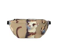 Cute Hairy Ferret Printed Waist Bag Adjustable Bum Bag Lightweight Travel Waist Fanny Pack Belt for Walking Cycling Hiking Travel