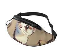Cute Hairy Ferret Printed Waist Bag with Headphone Jack, Personalized Bumbags Fanny Packs Unisex Running Hiking Crossbody Bags for Men Women