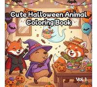 Cute Halloween Animal Coloring Book: Relaxing and Adorable Capybara, Fox, Otter & Red Panda