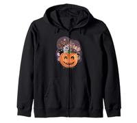 Cute Halloween Animals with Pumpkin - Cozy Fall Gift Zip Hoodie