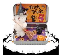 Cute Halloween Bear in a Box, Pocket Little Bears Hug with Wizard Hat & Broom, Emotional Support Gifts, Halloween Positive Gift for Trick or Treat for Kids Friends (Coffee)