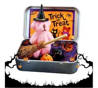 Cute Halloween Bear in a Box, Pocket Little Bears Hug with Wizard Hat & Broom, Emotional Support Gifts, Halloween Positive Gift for Trick or Treat for Kids Friends (Pink)