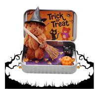 Cute Halloween Bear in a Box, Pocket Little Bears Hug with Wizard Hat & Broom, Emotional Support Gifts, Halloween Positive Gift for Trick or Treat for Kids Friends (Brown)