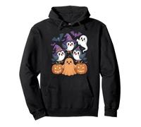 Cute Halloween Birds With Pumpkins Ghost and Bats Pullover Hoodie
