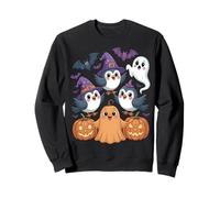 Cute Halloween Birds With Pumpkins Ghost and Bats Sweatshirt