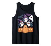 Cute Halloween Birds with Pumpkins Ghost and Bats Tank Top