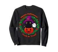 Cute Halloween Black Cat with a Witch Hat Funny Design Sweatshirt