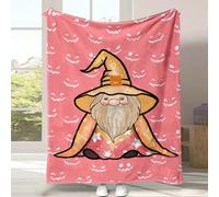 Cute Halloween Blanket for Kids, Pink Throw Blanket Skulls Fleece Cosy Fleece Blankets Throw Rust Red Pumpkin Autumn Harvest Soft Fuzzy Plush