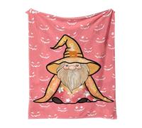 Cute Halloween Blanket for Kids, Pink Throw Blanket Skulls Fleece Cosy Fleece Blankets Throw Rust Red Pumpkin Autumn Harvest Soft Fuzzy Plush