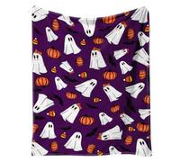 Cute Halloween Blanket for Kids, Pink Throw Blanket Skulls Fleece Cosy Fleece Blankets Throw Rust Red Pumpkin Autumn Harvest Soft Fuzzy Plush