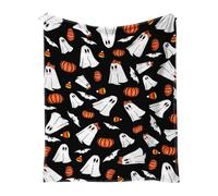 Cute Halloween Blanket for Kids, Pink Throw Blanket Skulls Fleece Cosy Fleece Blankets Throw Rust Red Pumpkin Autumn Harvest Soft Fuzzy Plush