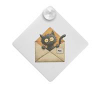 'Cute Halloween Cat in Envelope' Suction Cup Car Window Sign (CG00032068)