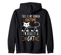Cute Halloween Cat Lovers - Funny I'm Really A Cat Mom & Dad Zip Hoodie