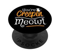 Cute Halloween Cat Lovers - You're Creepin Meowt Cat Mom Dad PopSockets Adhesive PopGrip