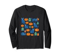 Cute Halloween Cats Pattern with Pumpkins and Spooky Charm Long Sleeve T-Shirt