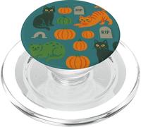 Cute Halloween Cats Pattern with Pumpkins and Spooky Charm PopSockets PopGrip for MagSafe