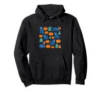 Cute Halloween Cats Pattern with Pumpkins and Spooky Charm Pullover Hoodie
