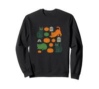 Cute Halloween Cats Pattern with Pumpkins and Spooky Charm Sweatshirt