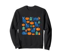 Cute Halloween Cats Pattern with Pumpkins and Spooky Charm Sweatshirt