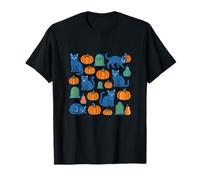 Cute Halloween Cats Pattern with Pumpkins and Spooky Charm T-Shirt