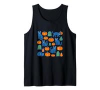 Cute Halloween Cats Pattern with Pumpkins and Spooky Charm Tank Top