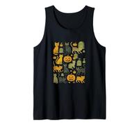 Cute Halloween Cats Pattern with Pumpkins and Spooky Charm Tank Top